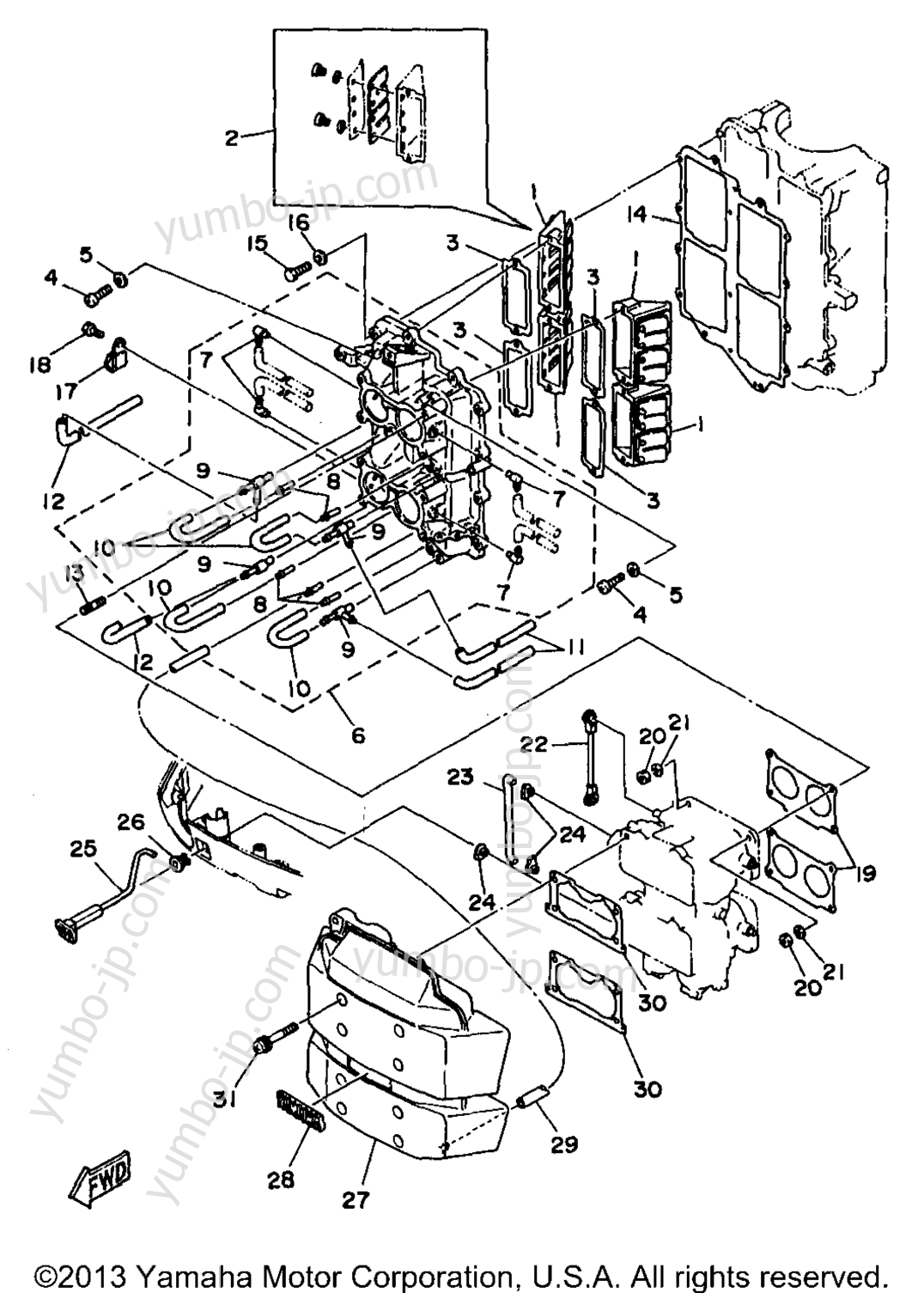 Intake для лодочных моторов YAMAHA S130TLRX 1999 г.