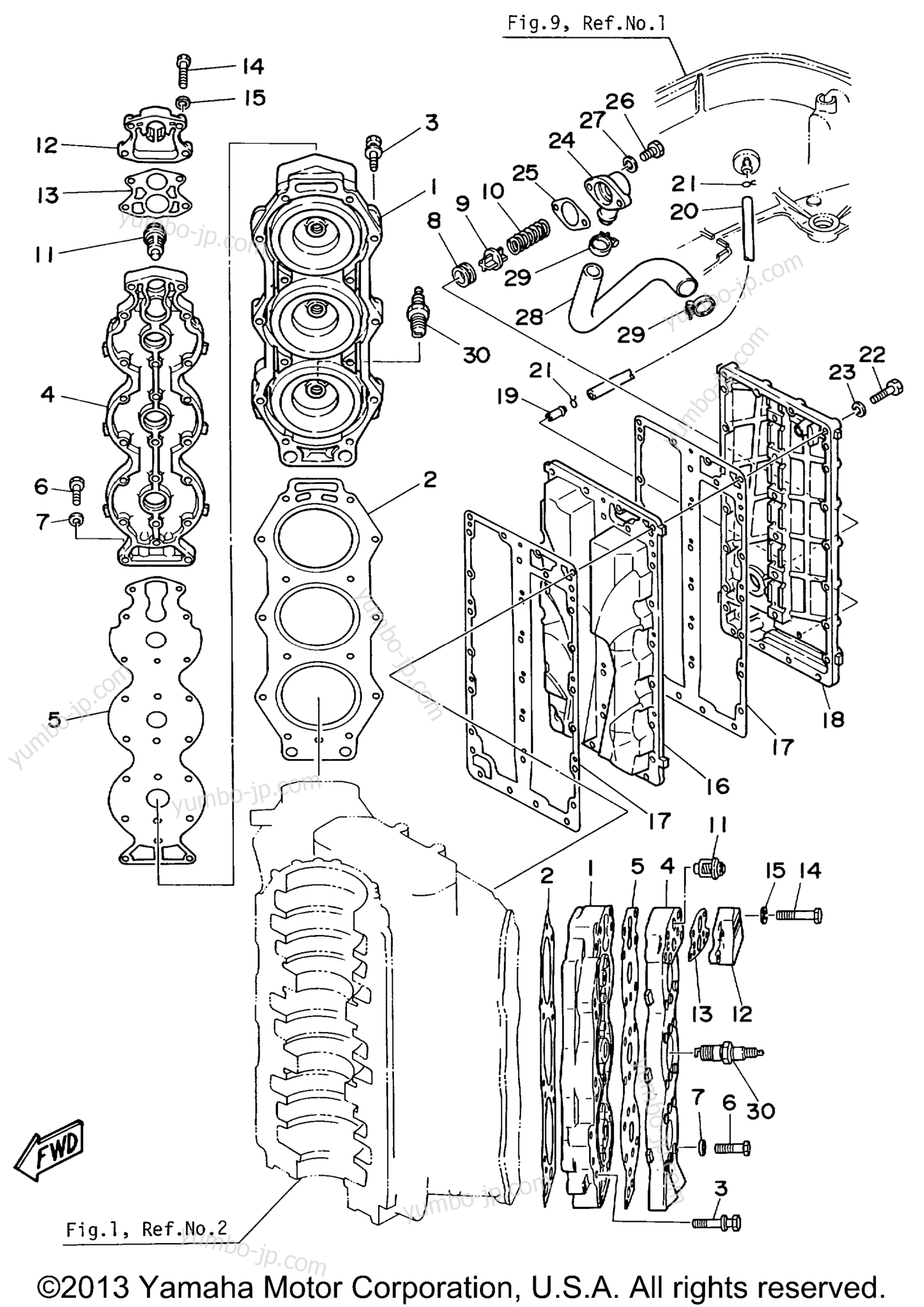 Crankcase Cylinder 2 для лодочных моторов YAMAHA V6EXCELLH 1987 г.