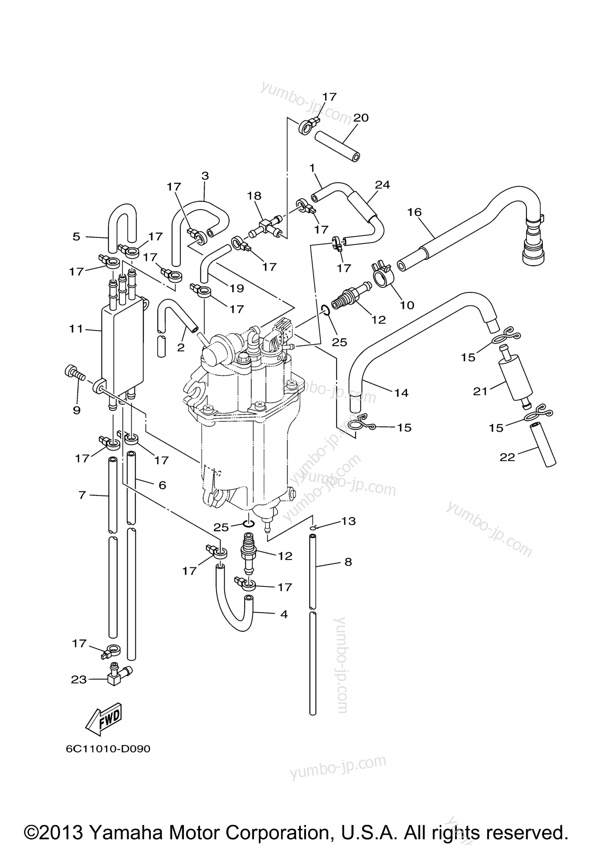 Fuel Injection Pump 2 для лодочных моторов YAMAHA F50TLR (0408) 2006 г.