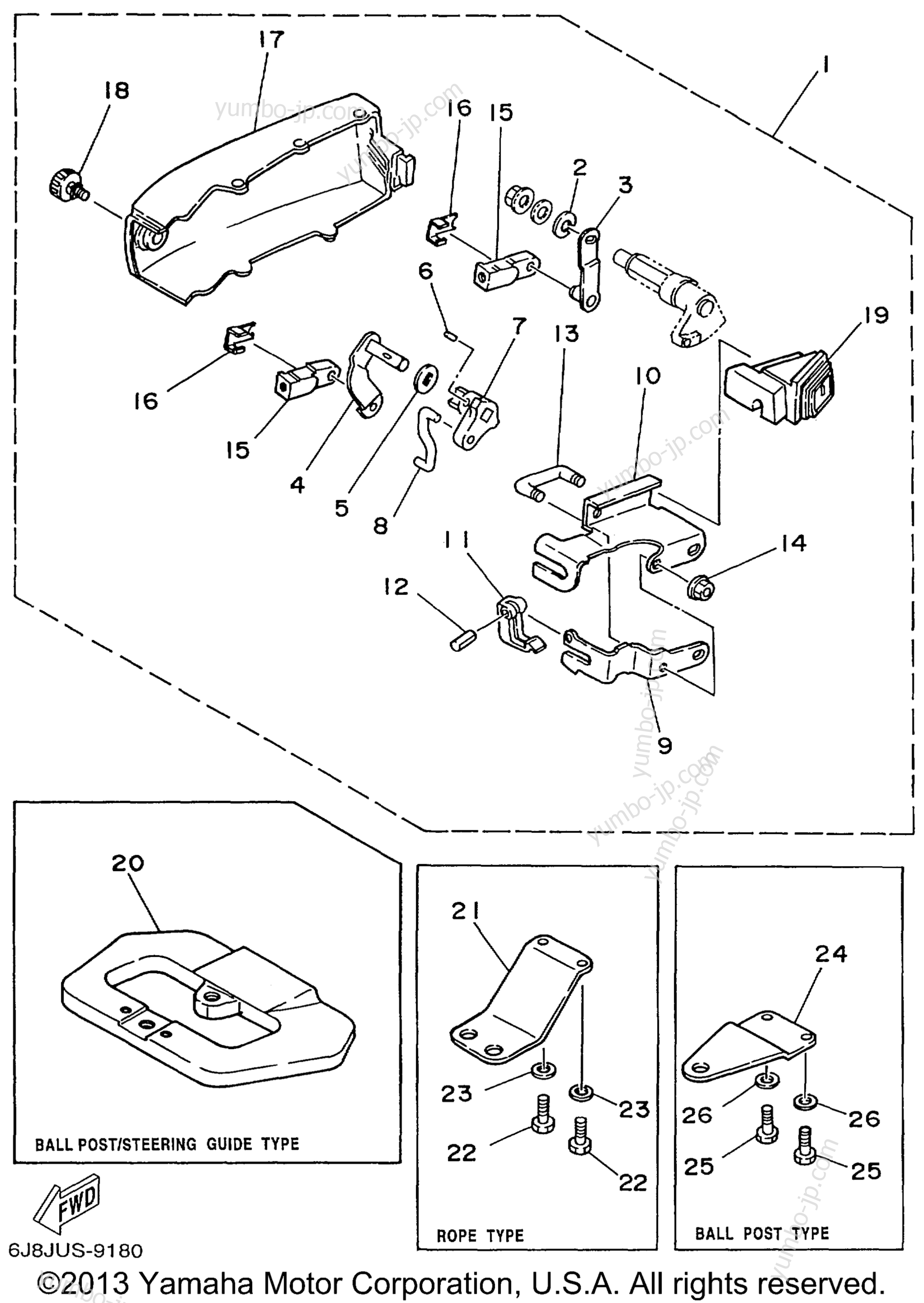 Remote Control Attachment для лодочных моторов YAMAHA 30MSHX_MLHX_ELHX_ELRX (30MLHX) 1999 г.