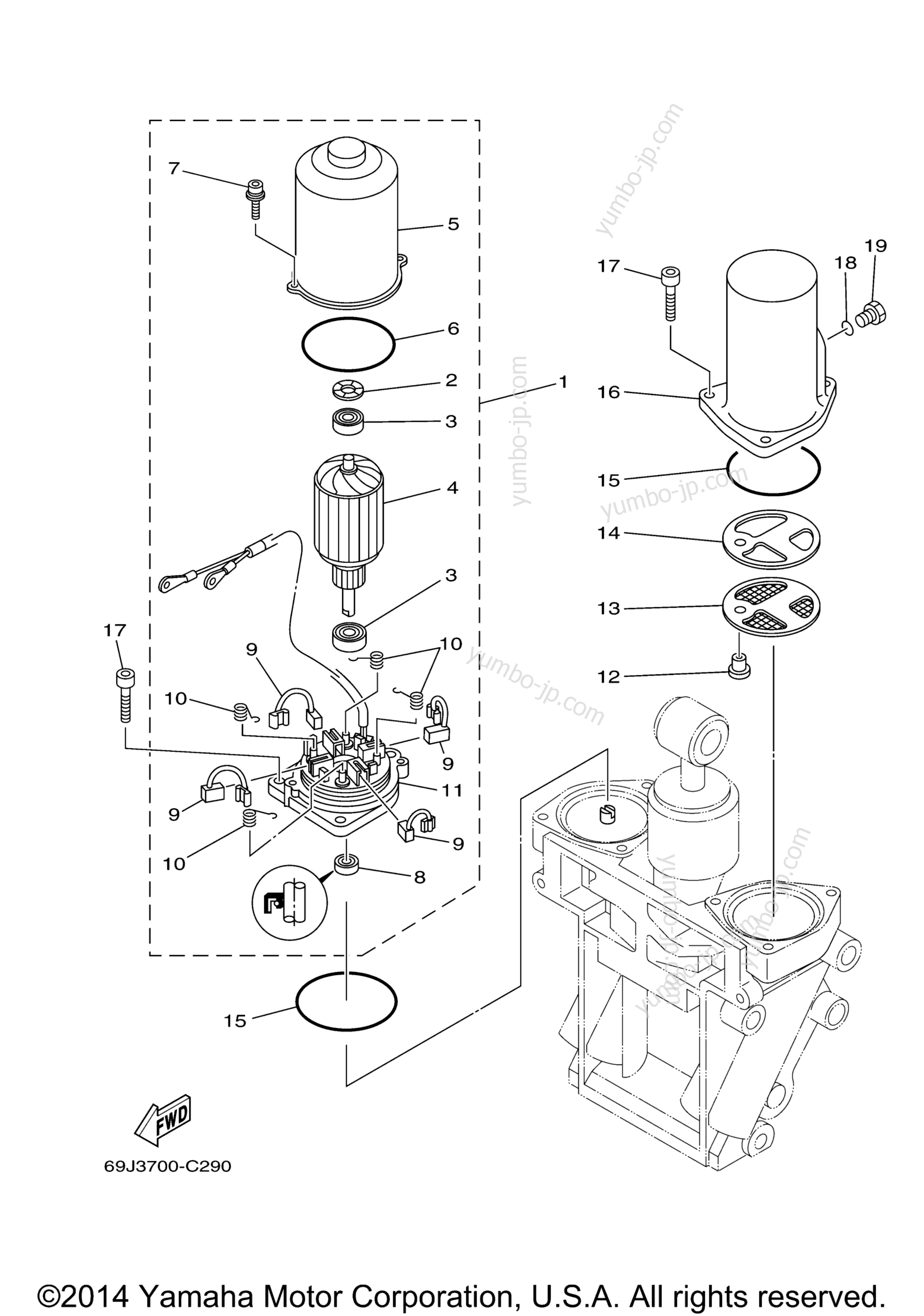 Power Trim Tilt Assy 2 для лодочных моторов YAMAHA LF250UCA_0 (0112) 2006 г.