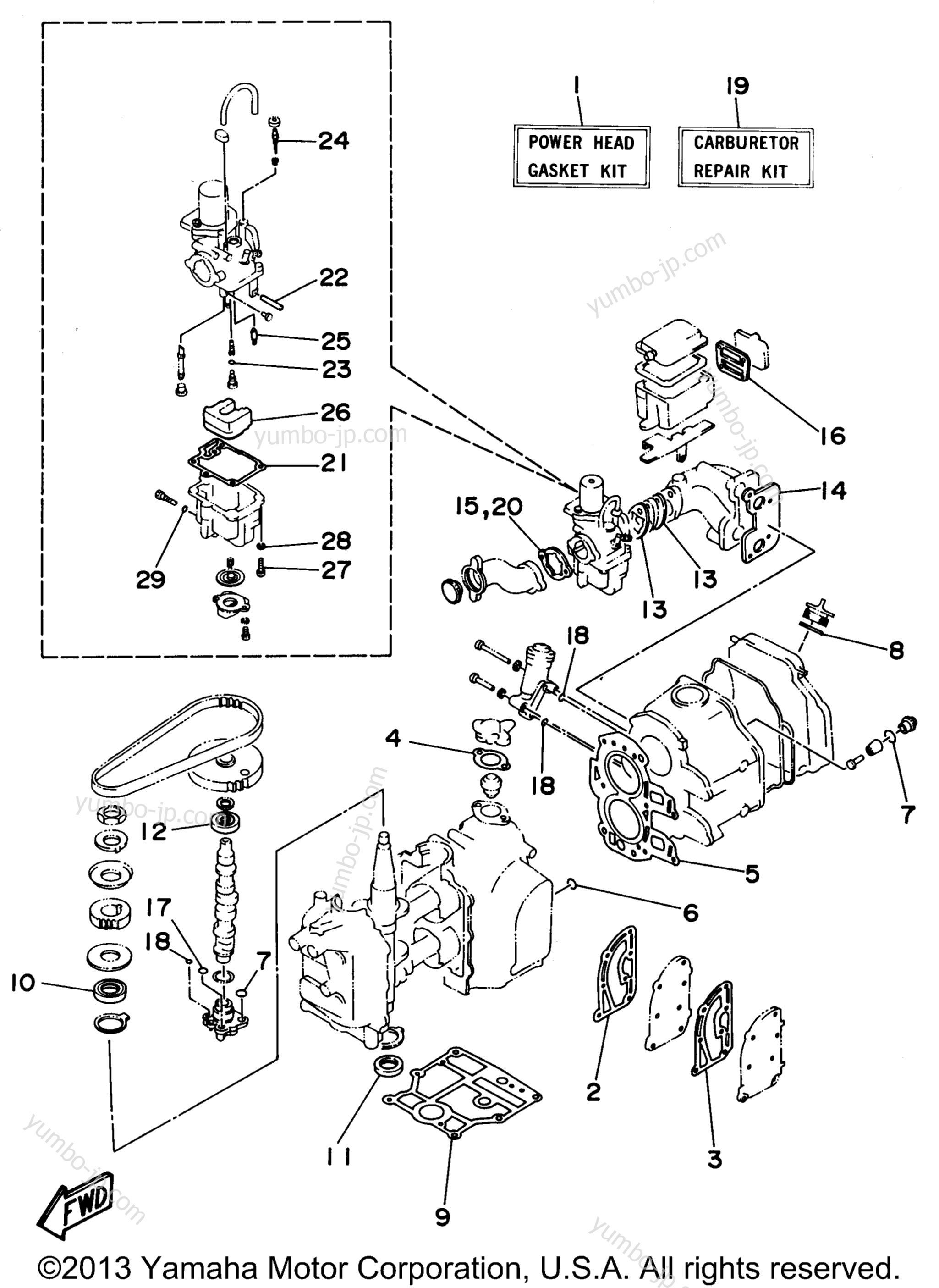Repair Kit 1 для лодочных моторов YAMAHA T9.9MLHV 1997 г.
