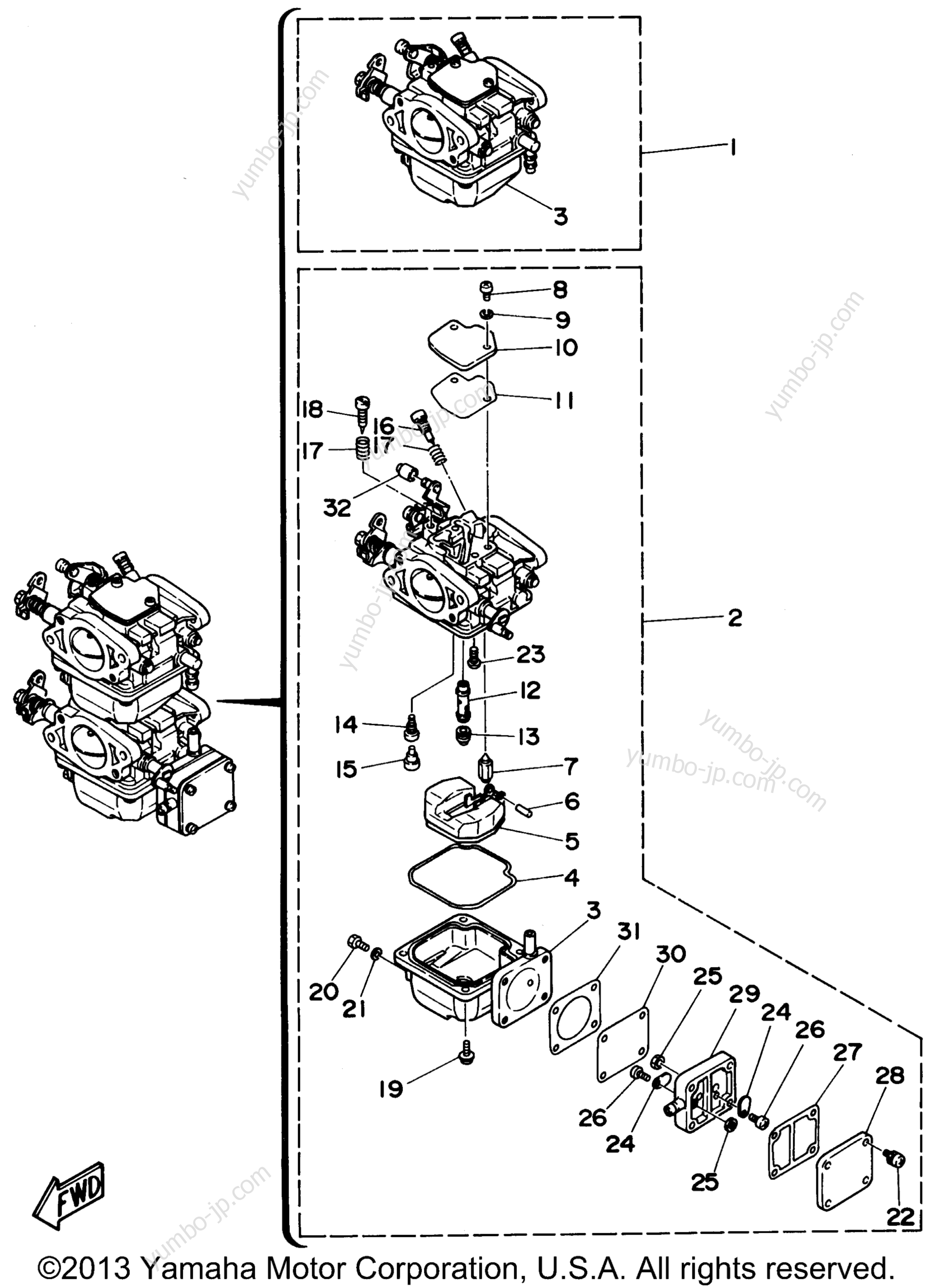 Карбюратор для лодочных моторов YAMAHA 20MLHV 1997 г.