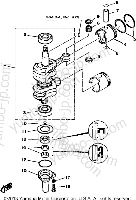 Crank Piston для лодочных моторов YAMAHA 25SH 1987 г.