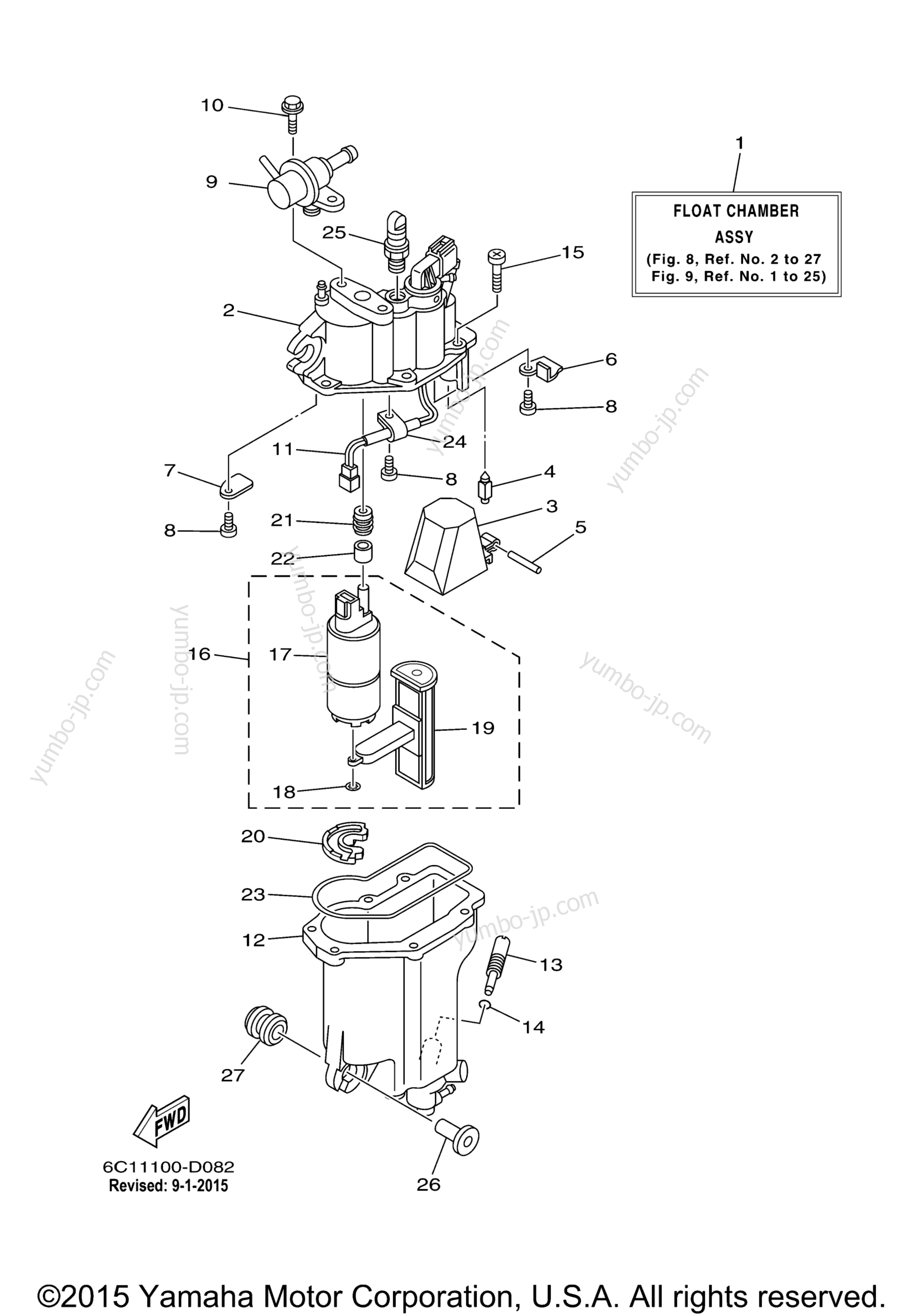 Fuel Injection Pump 1 для лодочных моторов YAMAHA F60TJR (0406) 6C1-1012527~108488 F60TLR_TJR 6C5-1016449~1024087 2006 г.