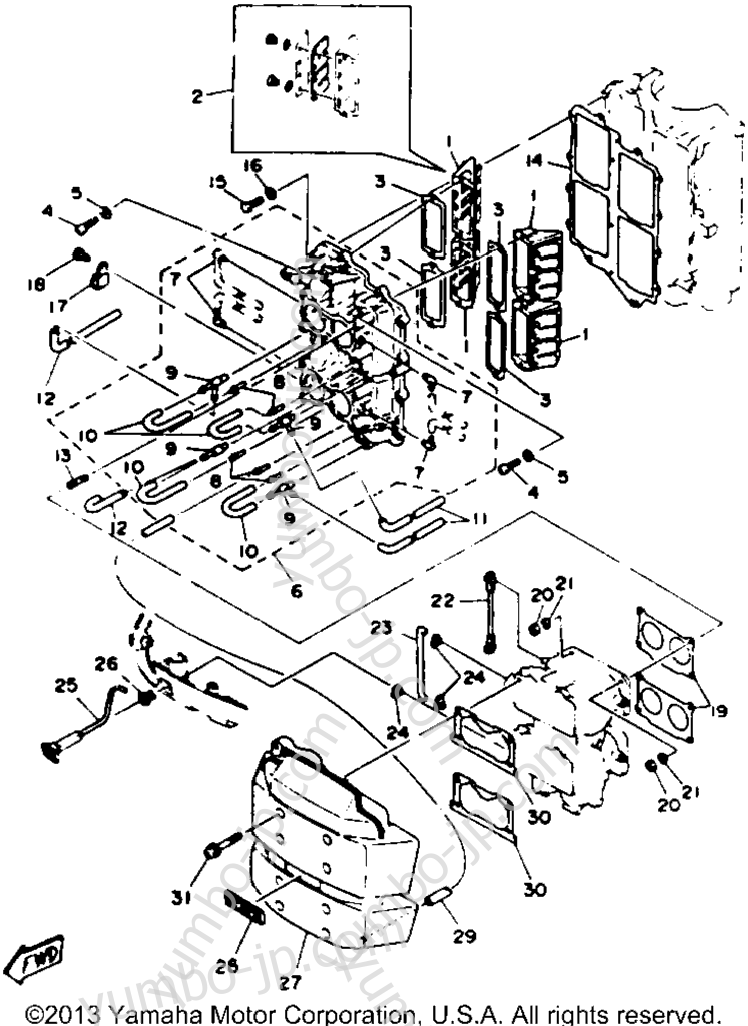 Intake для лодочных моторов YAMAHA L130TXRR 1993 г.