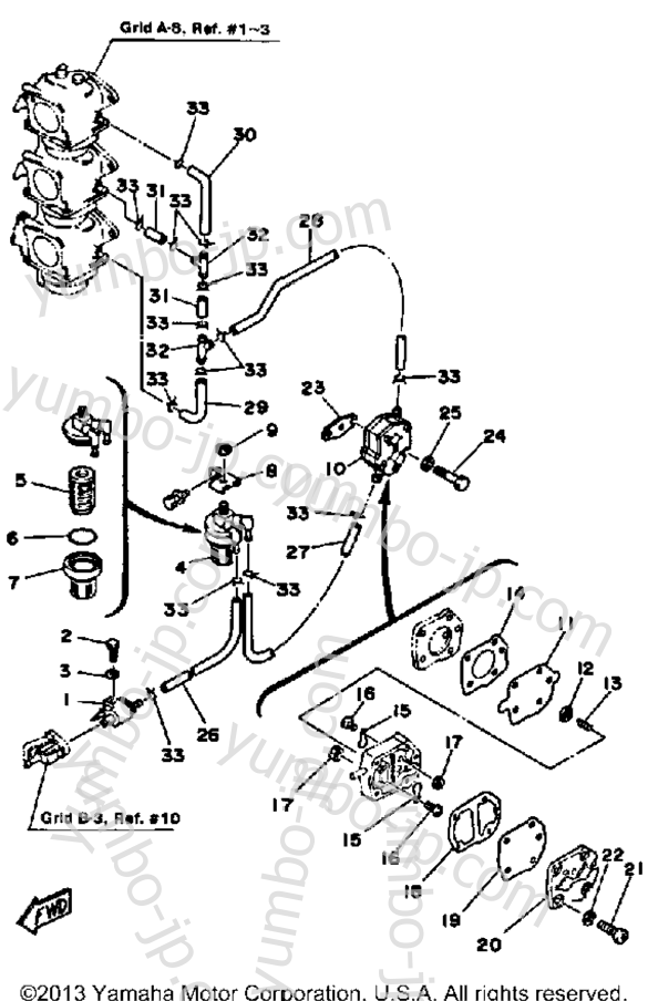FUEL SYSTEM for outboards YAMAHA 90ETLH 1987 year