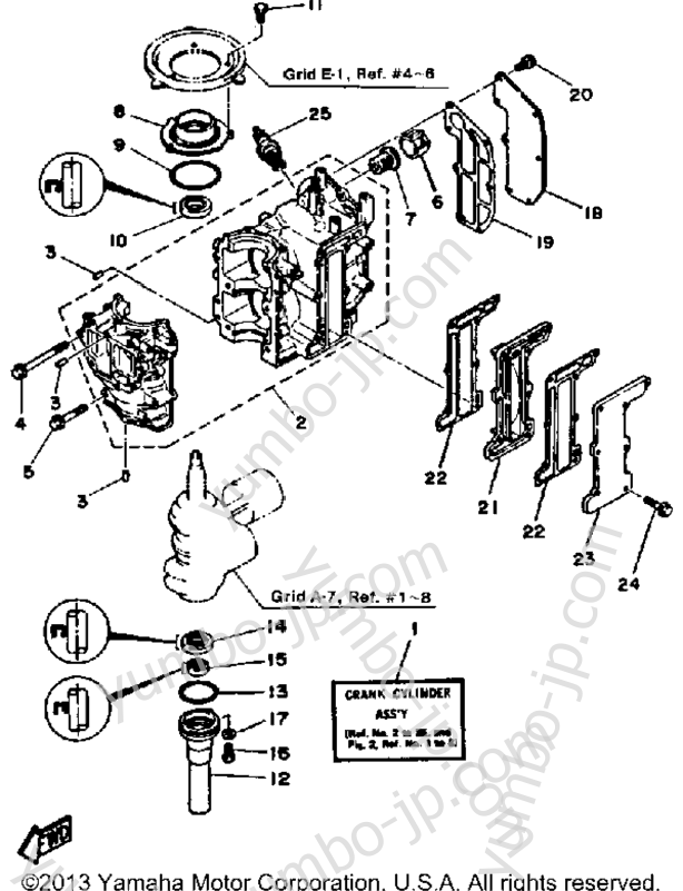 Crankcase Cylinder для лодочных моторов YAMAHA 8SH 1987 г.