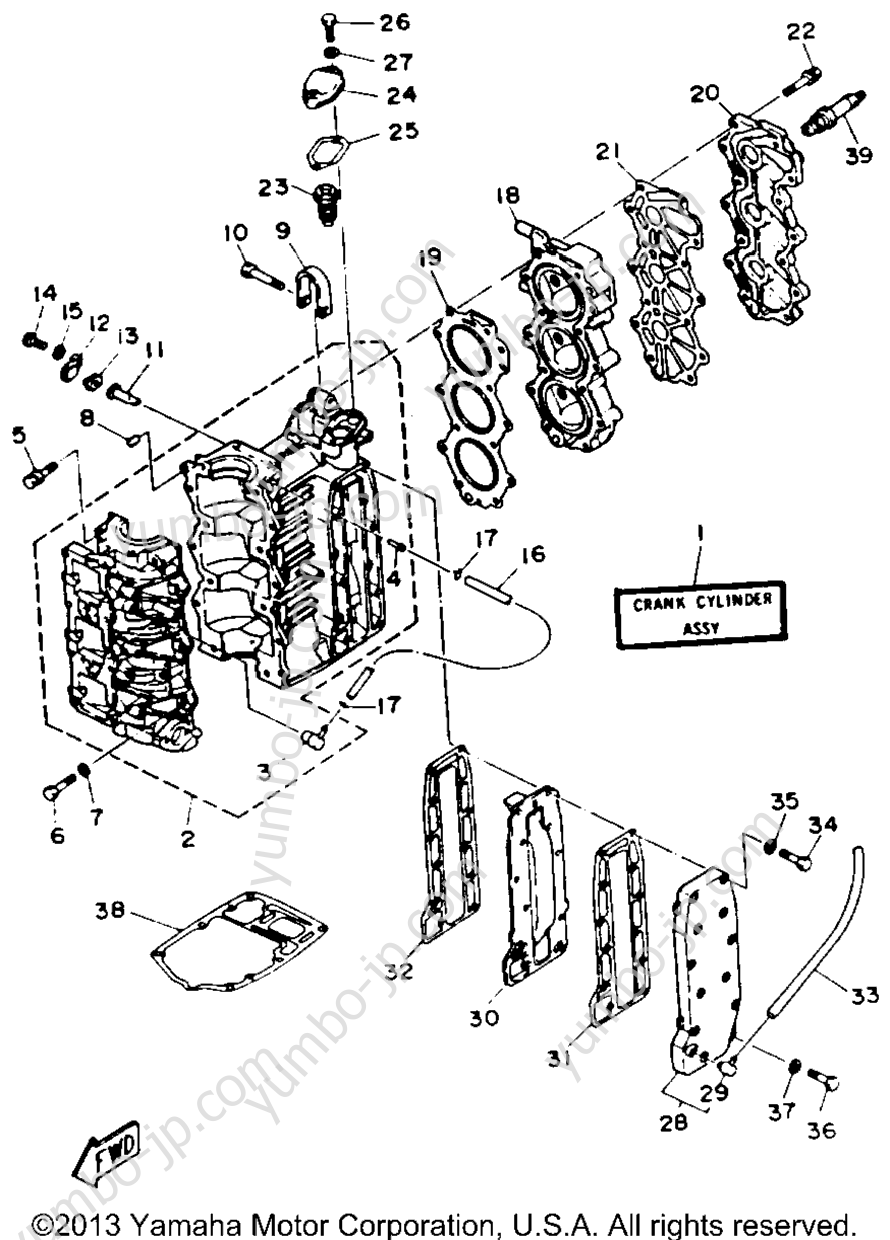 Cylinder Crankcase для лодочных моторов YAMAHA 30ELRR 1993 г.