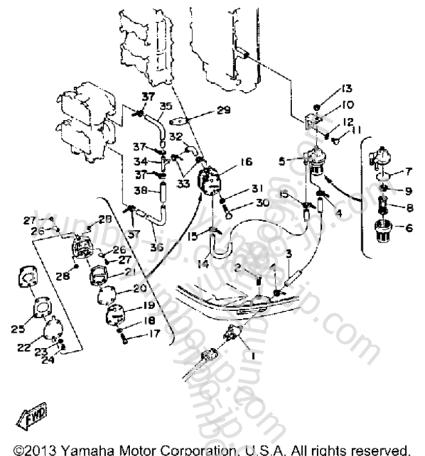 FUEL SYSTEM for outboards YAMAHA 115ETLF 1989 year