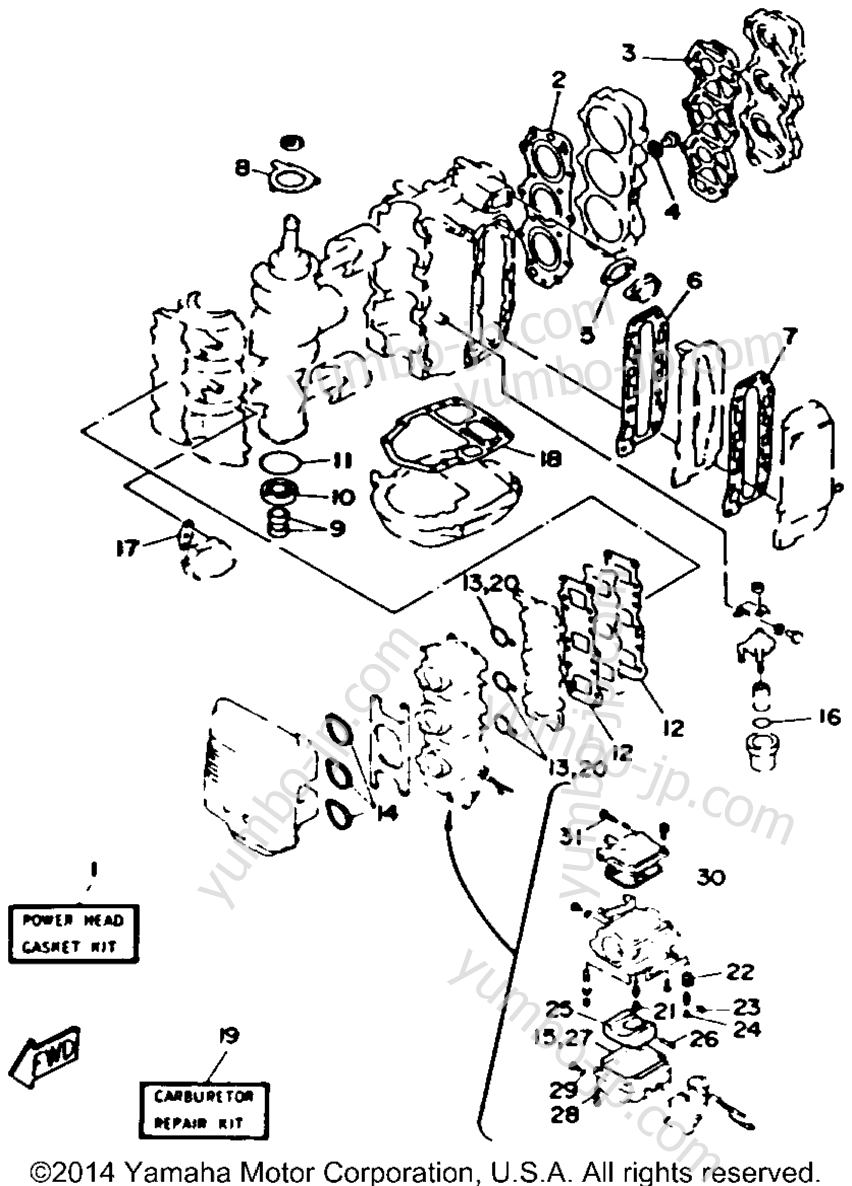 Repair Kit 1 для лодочных моторов YAMAHA 40MLHR 1993 г.