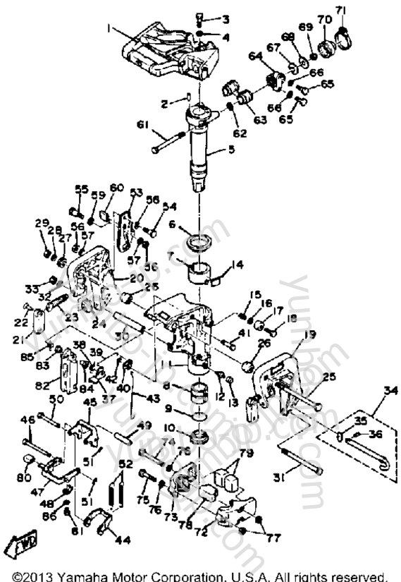 Bracket для лодочных моторов YAMAHA 9_9_15SH_LH_ESH_ELH (15ELH) 1987 г.