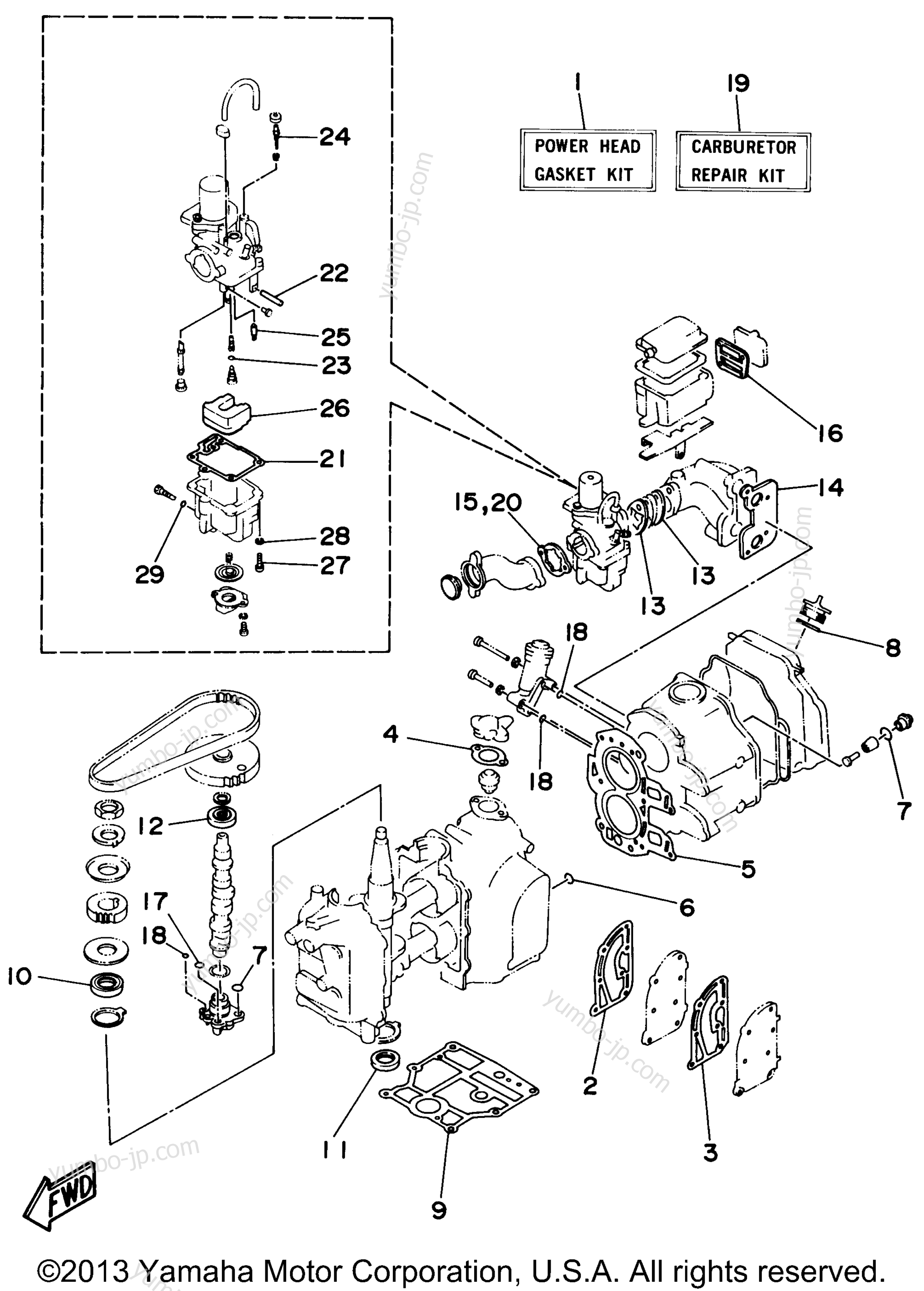 Repair Kit 1 для лодочных моторов YAMAHA F9.9MLHV 1997 г.