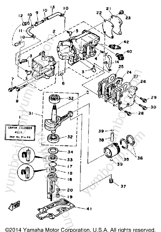 Cylinder Crankcase для лодочных моторов YAMAHA 4LD 1990 г.