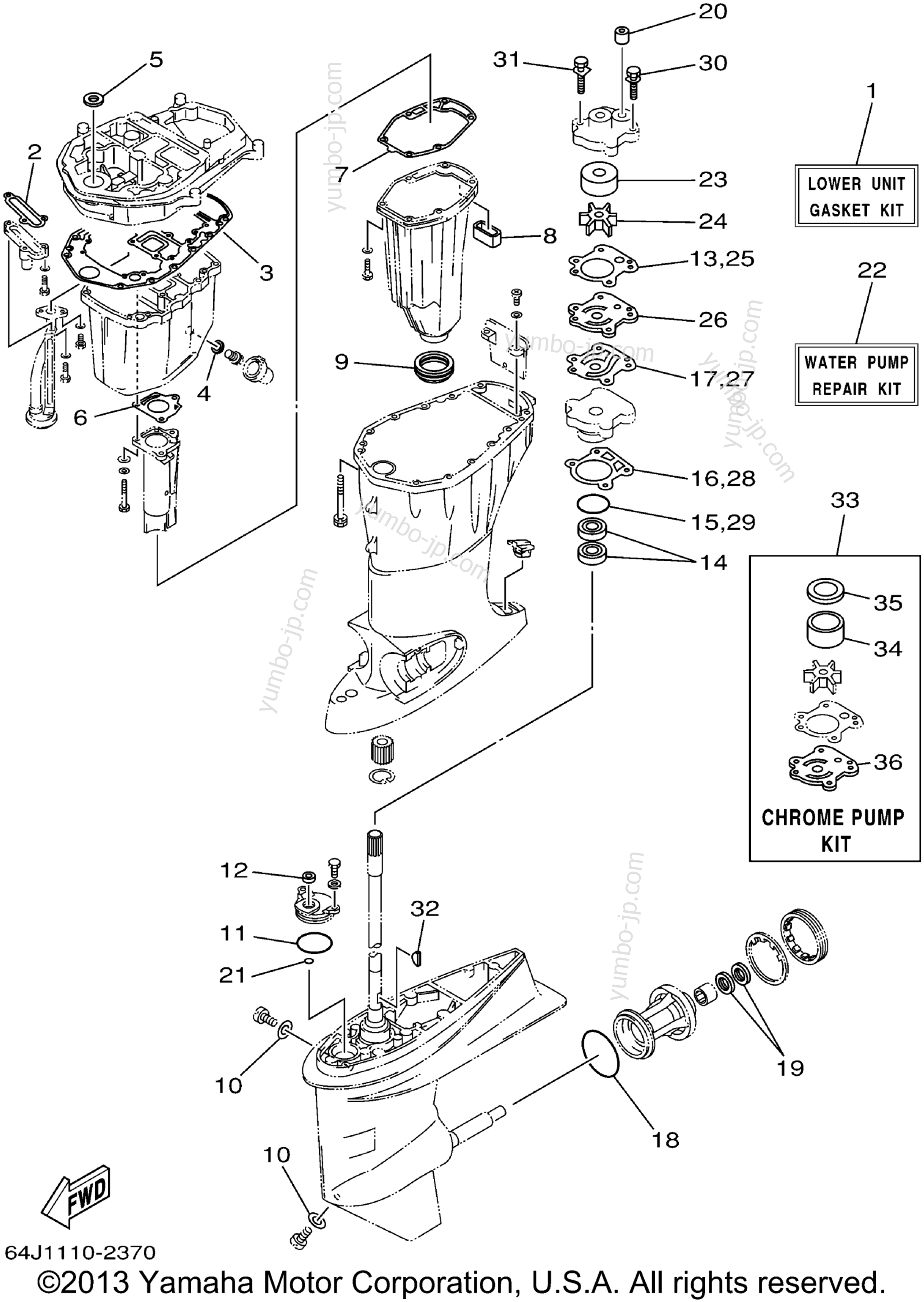 Repair Kit 4 T50tlra для лодочных моторов YAMAHA F50TJRA 2002 г.
