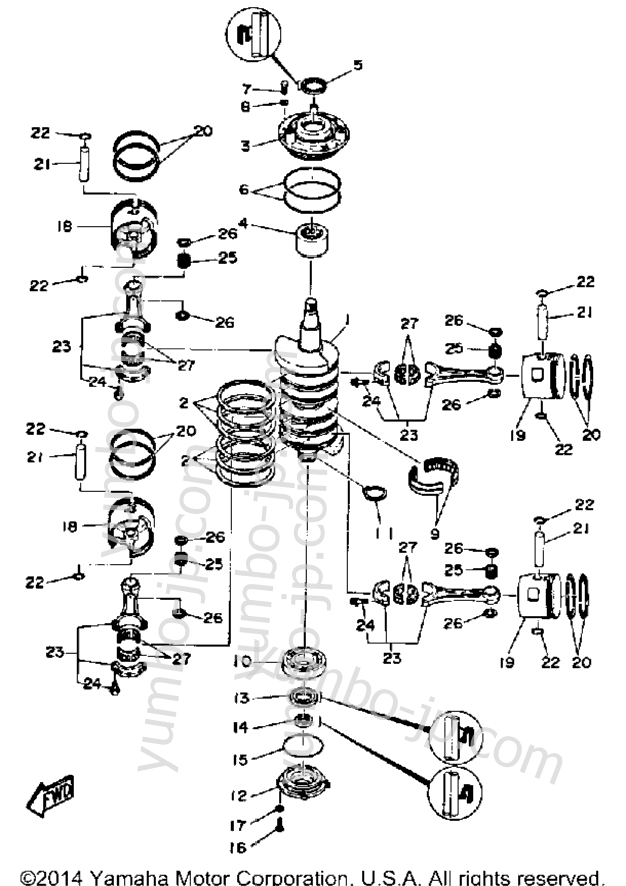 Crank Piston для лодочных моторов YAMAHA L130ETXF 1989 г.