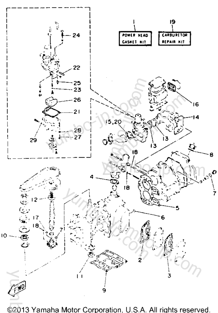 Repair Kit 1 для лодочных моторов YAMAHA T9.9ELHR 1993 г.