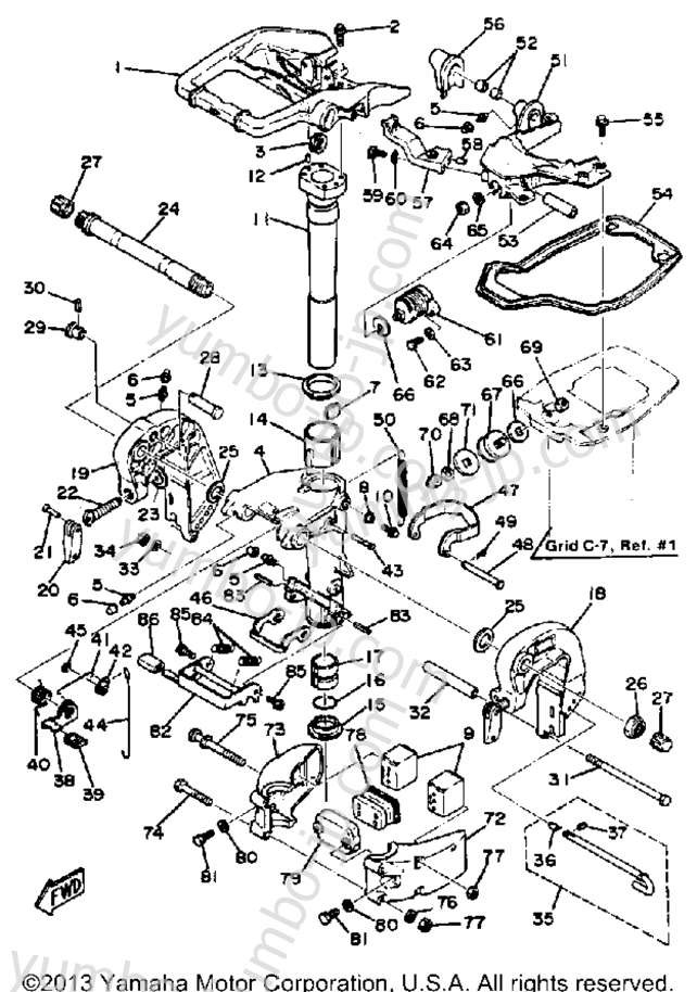 Bracket для лодочных моторов YAMAHA 25LN 1984 г.