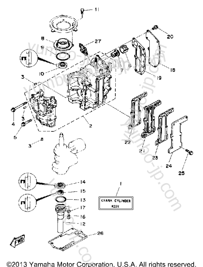 Crankcase Cylinder для лодочных моторов YAMAHA 8MLHP 1991 г.