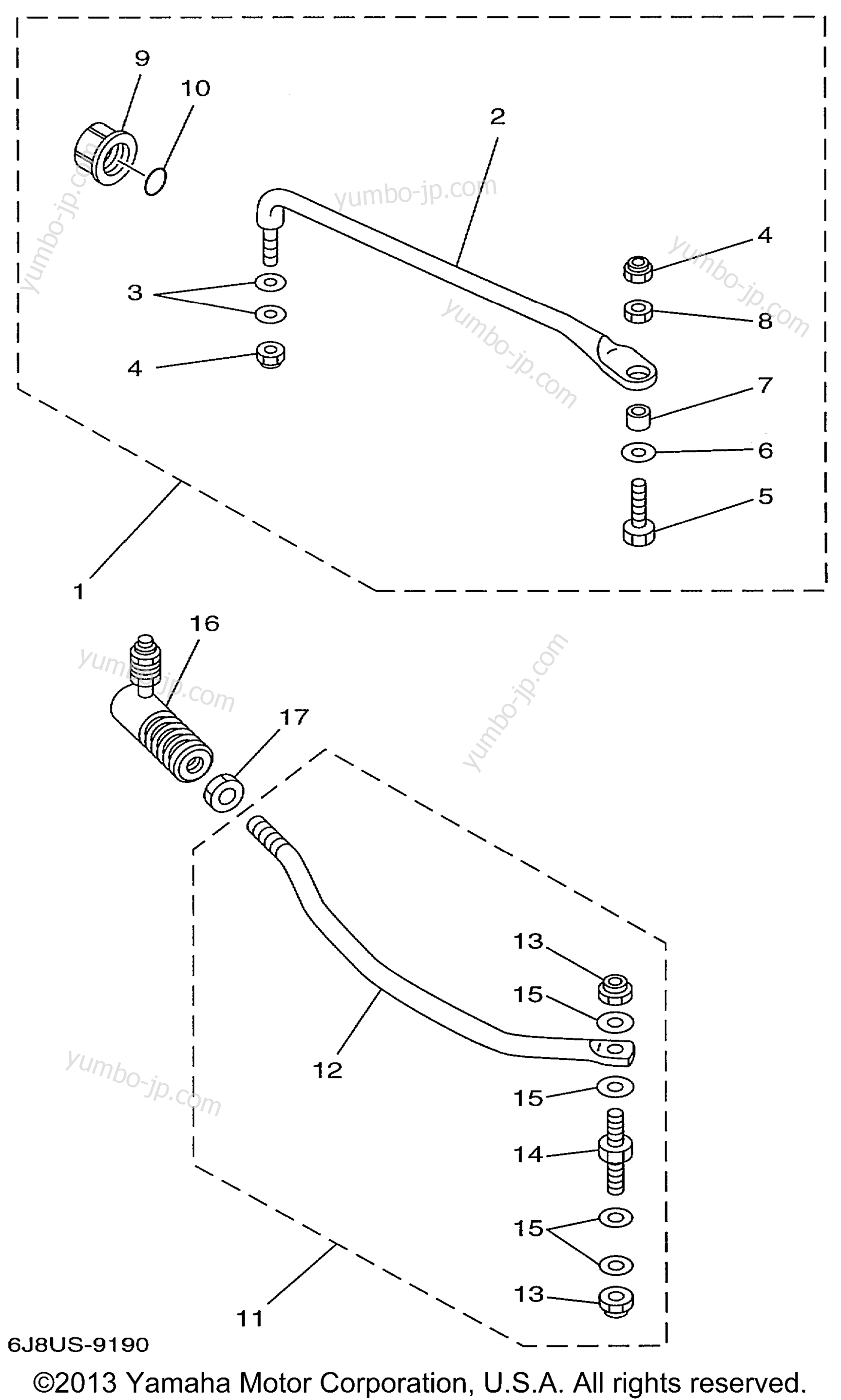 Steering Guide для лодочных моторов YAMAHA 30MSHX_MLHX_ELHX_ELRX (30ELRX) 1999 г.