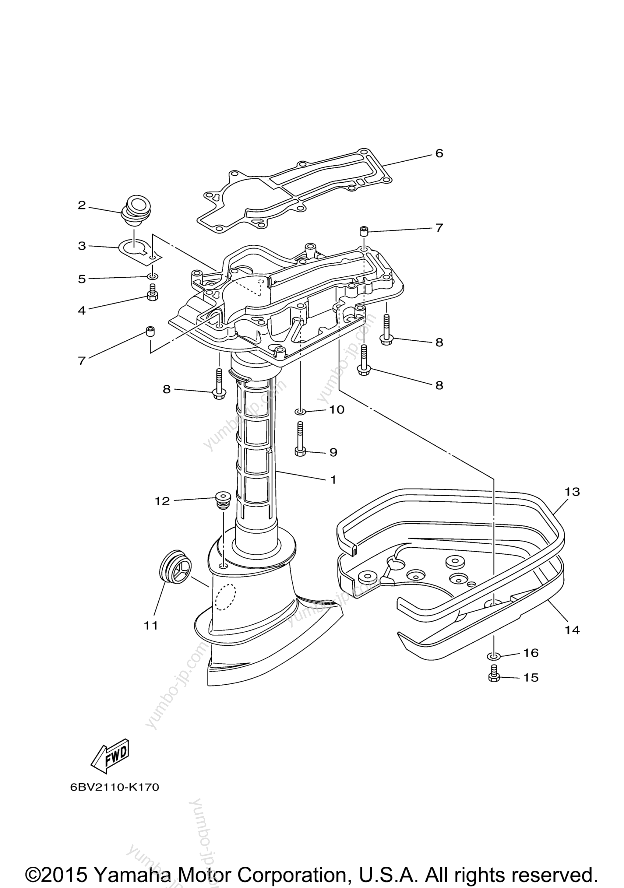 Upper Casing для лодочных моторов YAMAHA F6LMHA (0314) 2006 г.