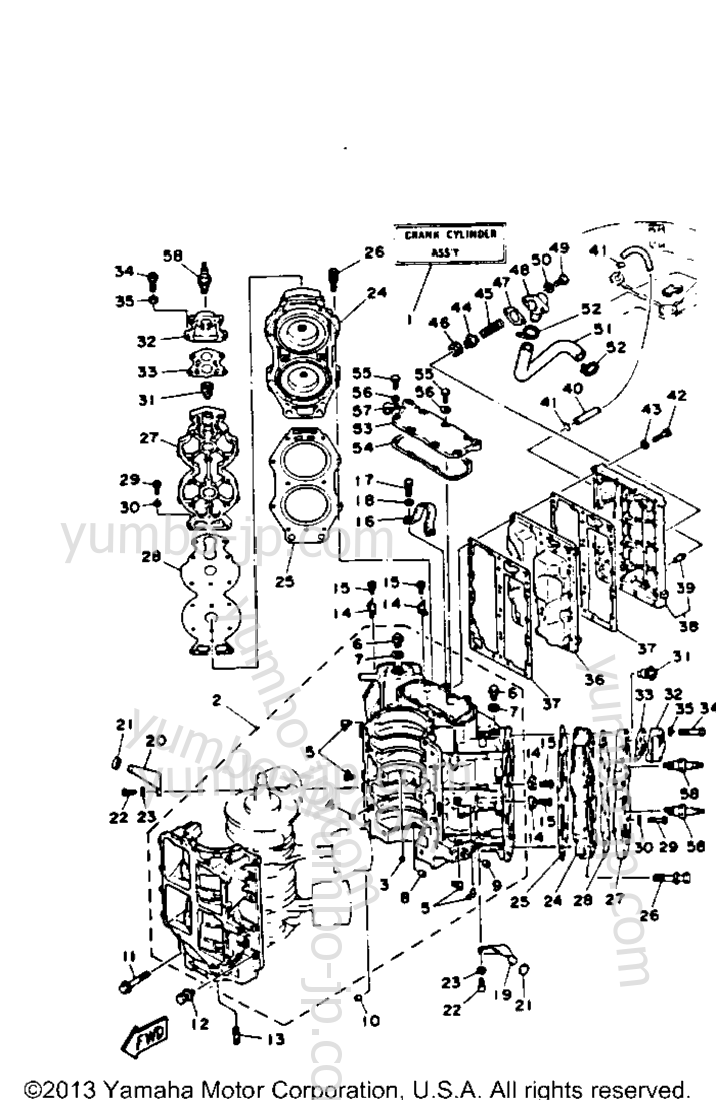 Cylinder Crankcase для лодочных моторов YAMAHA 115TJRQ 1992 г.