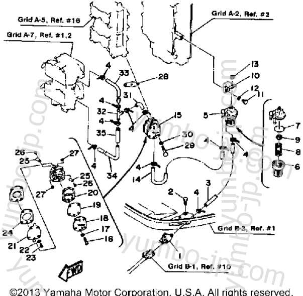 FUEL SYSTEM для лодочных моторов YAMAHA 115ETLHJD (115ETXH) 1987 г.