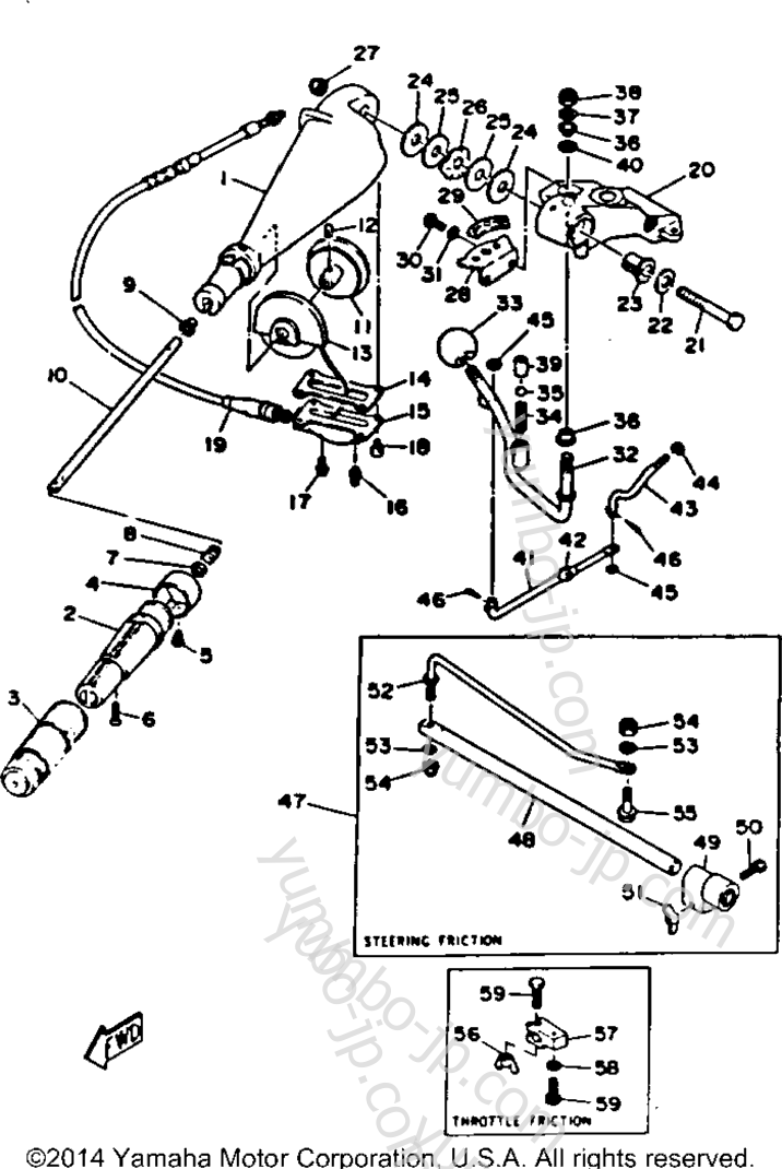 Steering для лодочных моторов YAMAHA 50TLHR 1993 г.