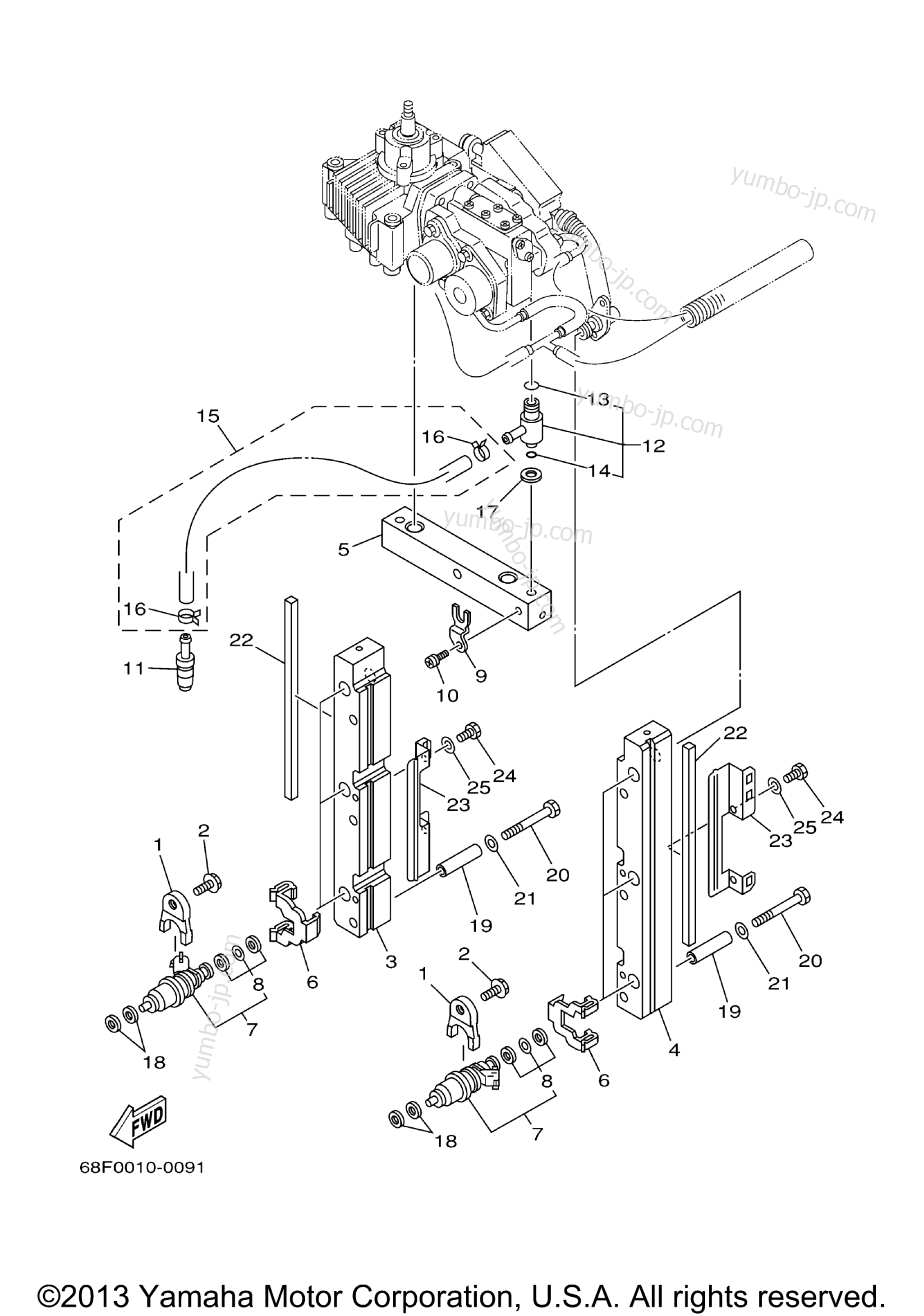Fuel Injection Nozzle для лодочных моторов YAMAHA LZ150_200TXRB (LZ150TXRB) 2003 г.
