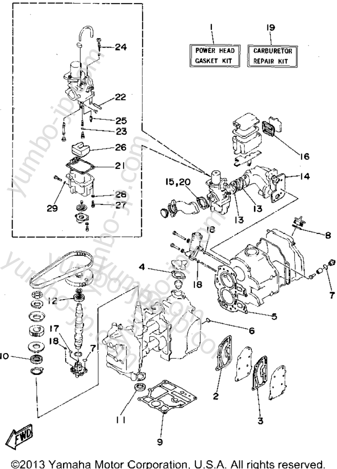 Repair Kit 1 для лодочных моторов YAMAHA F9.9MLHT 1995 г.