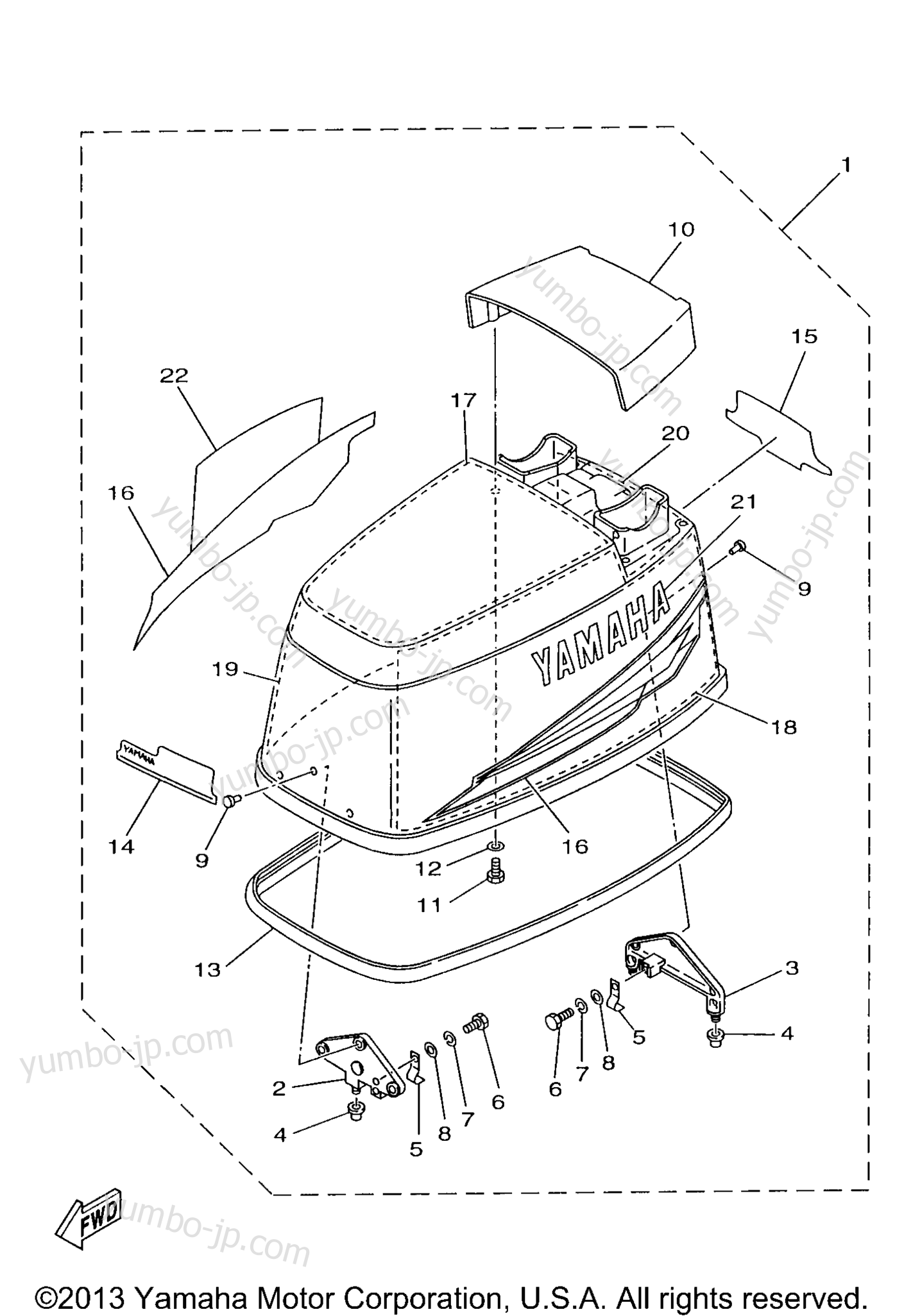 Top Cowling for outboards YAMAHA C75TLRX 1999 year