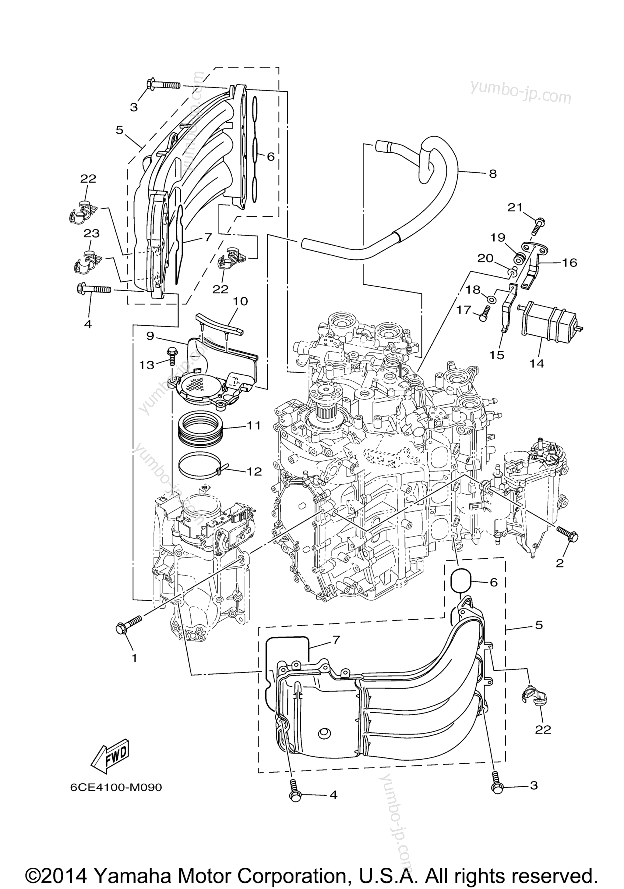 Intake 1 for outboards YAMAHA F225NCA (0114) 2006 year