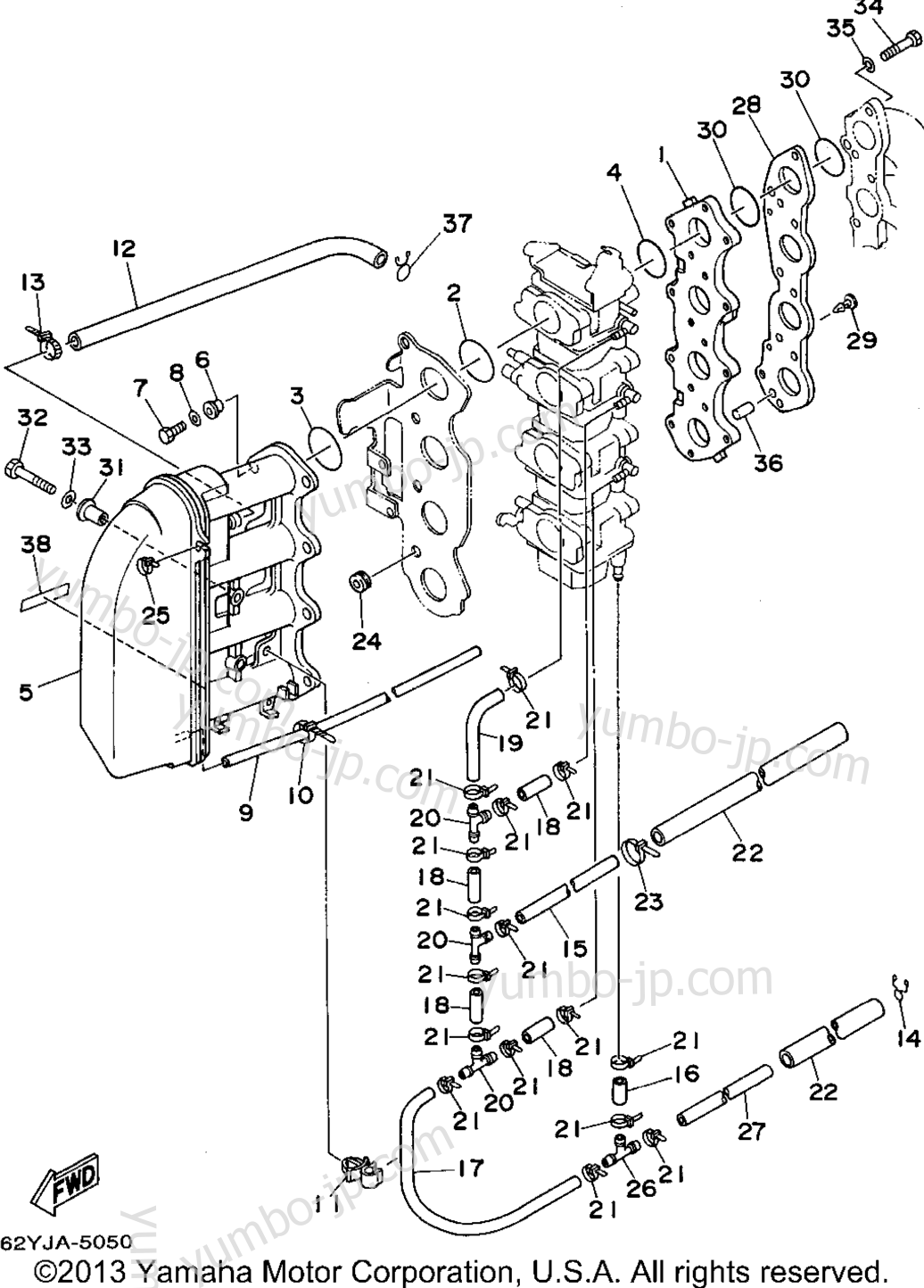 Intake для лодочных моторов YAMAHA F50TLRT 1995 г.