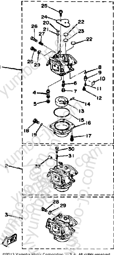 Карбюратор для лодочных моторов YAMAHA 90ETLH-JD 1987 г.