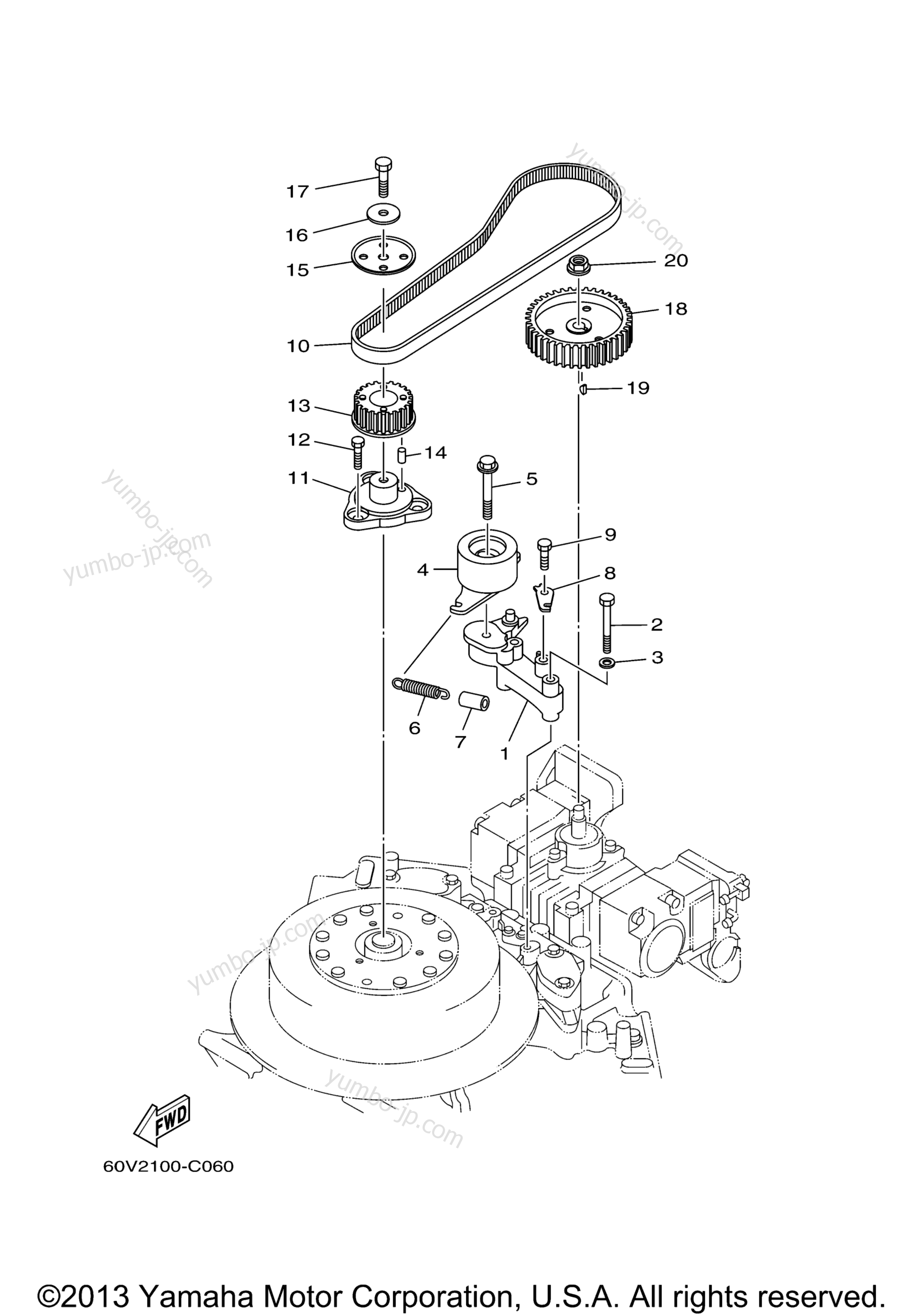 Fuel Pump Drive Gear для лодочных моторов YAMAHA VZ300TLR (0405) 6C9-1000648~1001026 2006 г.
