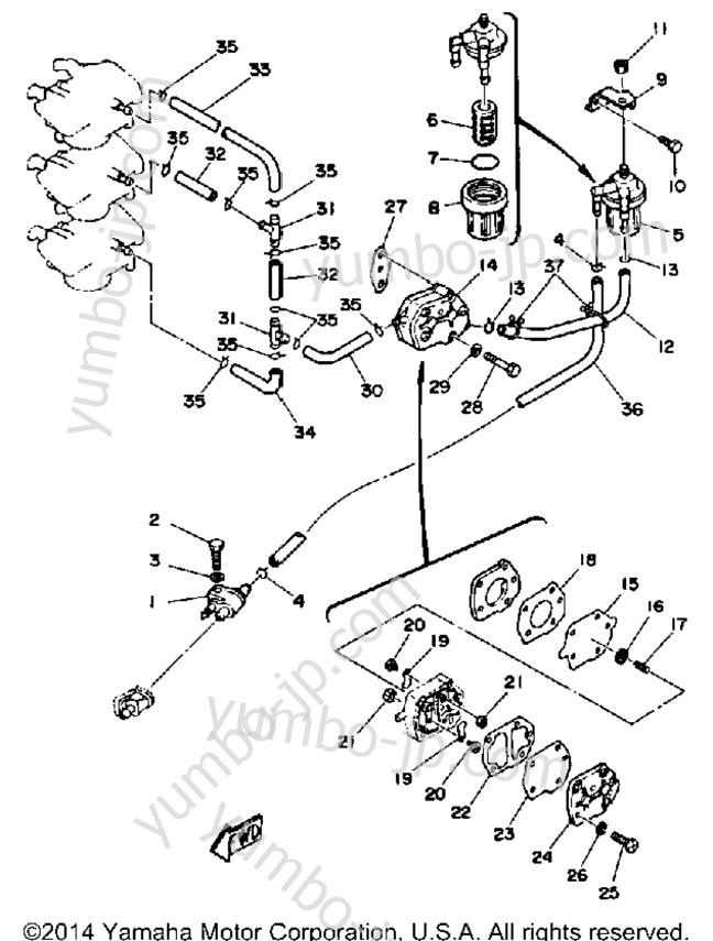 FUEL SYSTEM for outboards YAMAHA PR50LF 1989 year