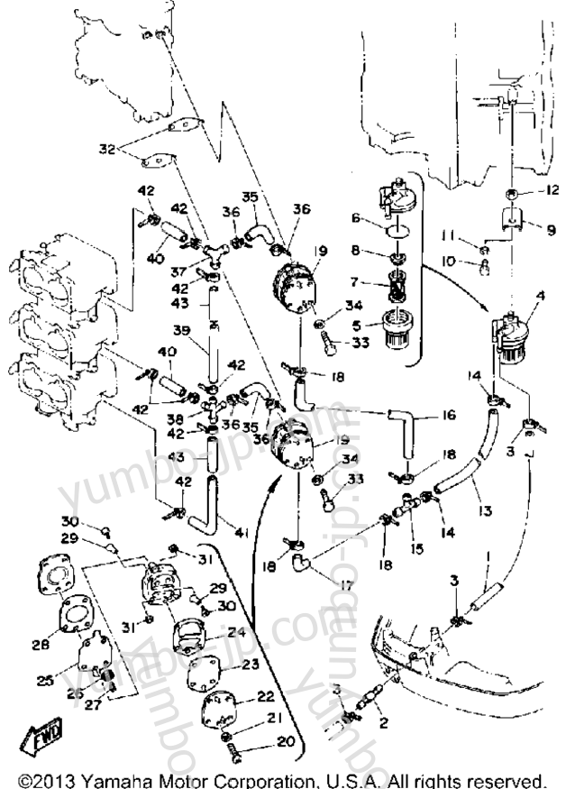 Fuel System 1 for outboards YAMAHA L150ETXDA 1990 year