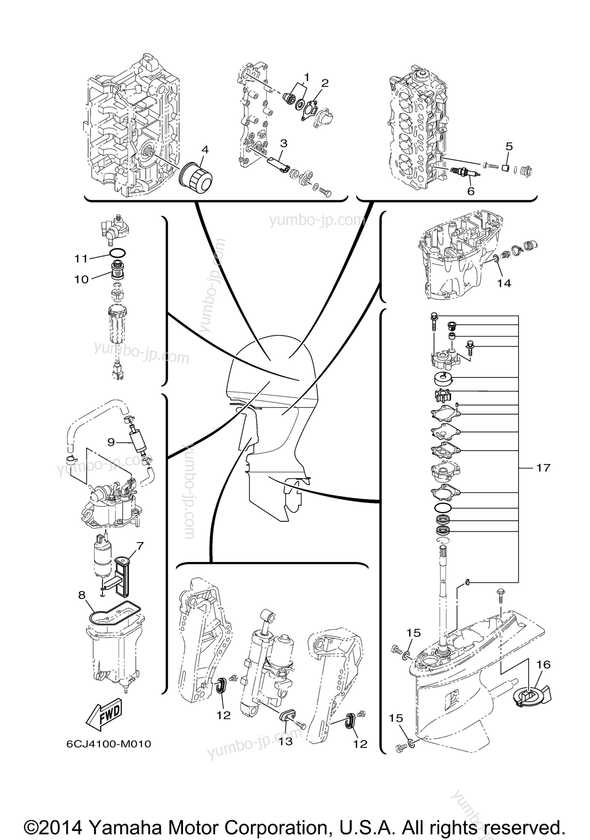 Scheduled Service Parts for outboards YAMAHA F70LA (0114) 2006 year