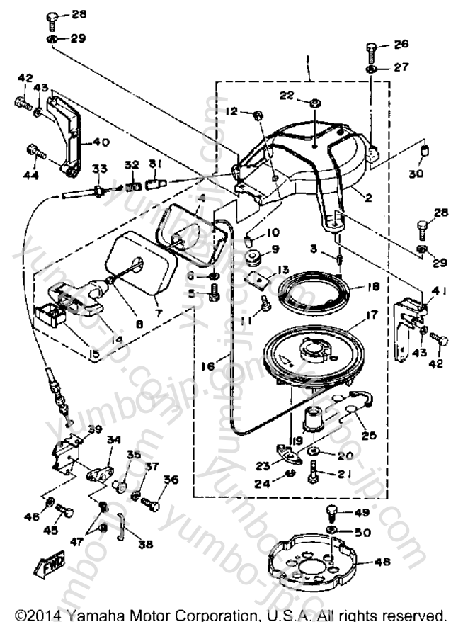 Manual Starter for outboards YAMAHA 30SF 1989 year