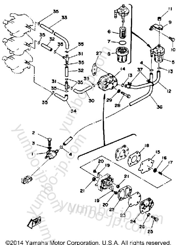 FUEL SYSTEM for outboards YAMAHA P50TLRQ 1992 year