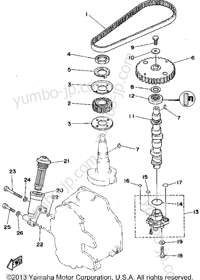 Масляный насос для лодочных моторов YAMAHA T9.9ELHS 1994 г.