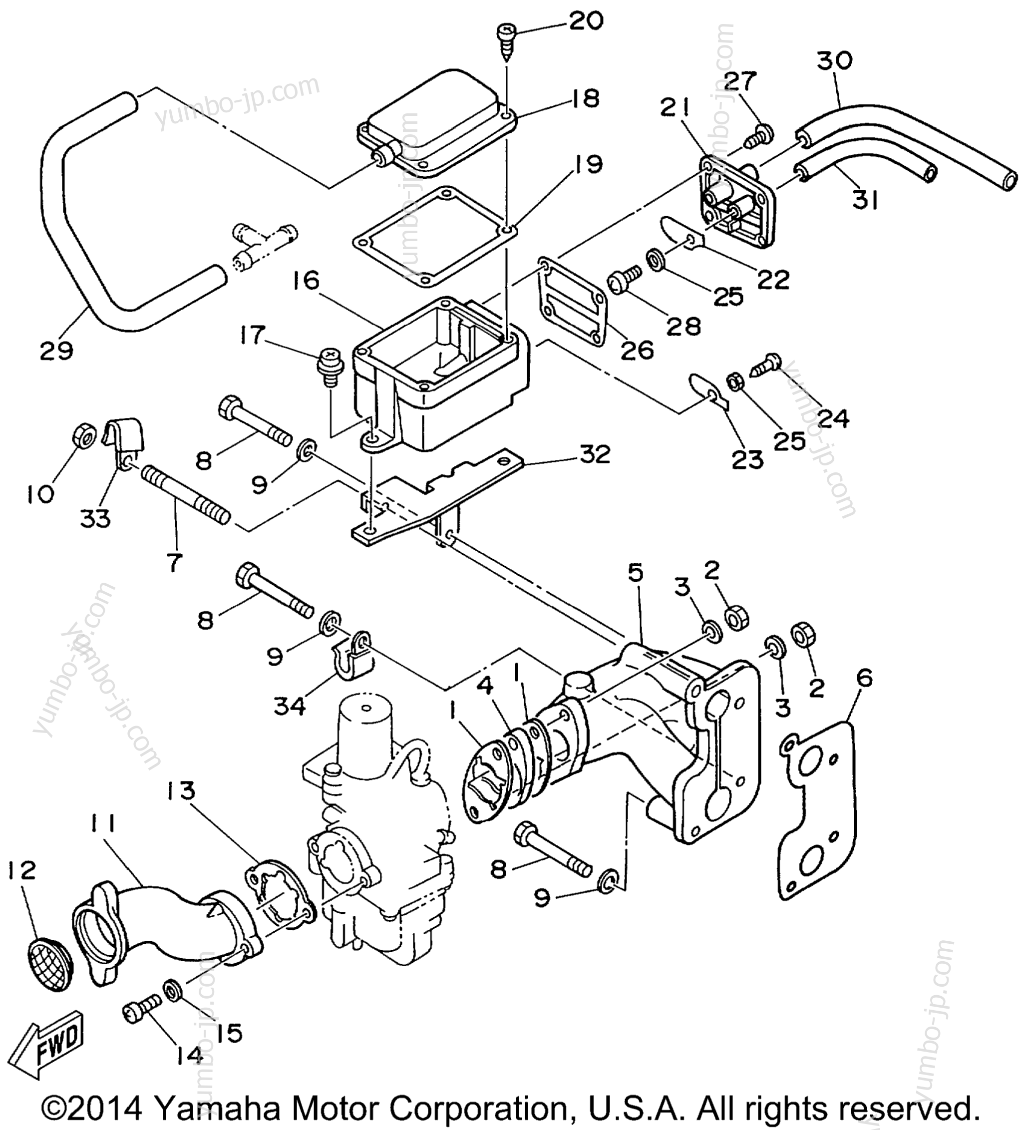 Intake для лодочных моторов YAMAHA F9.9MSHW 1998 г.