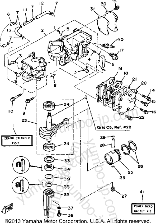 Crankcase Cylinder Piston для лодочных моторов YAMAHA 4LK 1985 г.