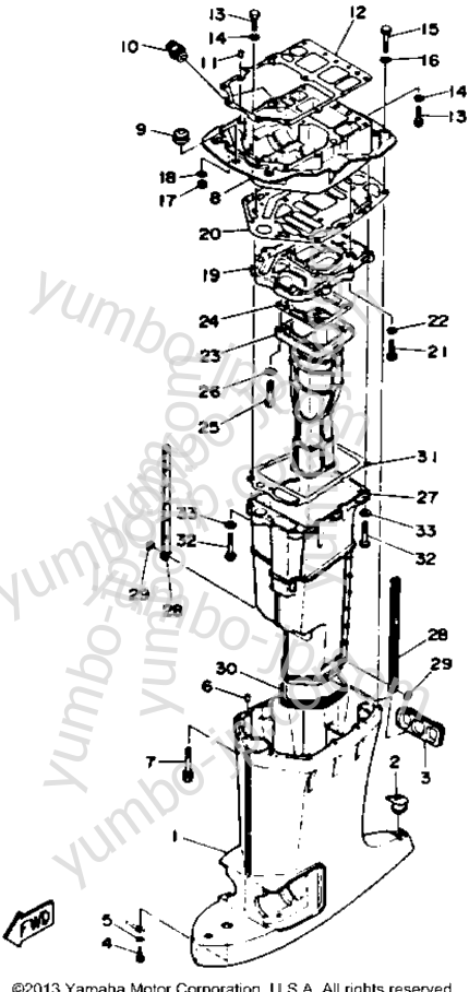 Upper Casing для лодочных моторов YAMAHA C115TLRP 1991 г.