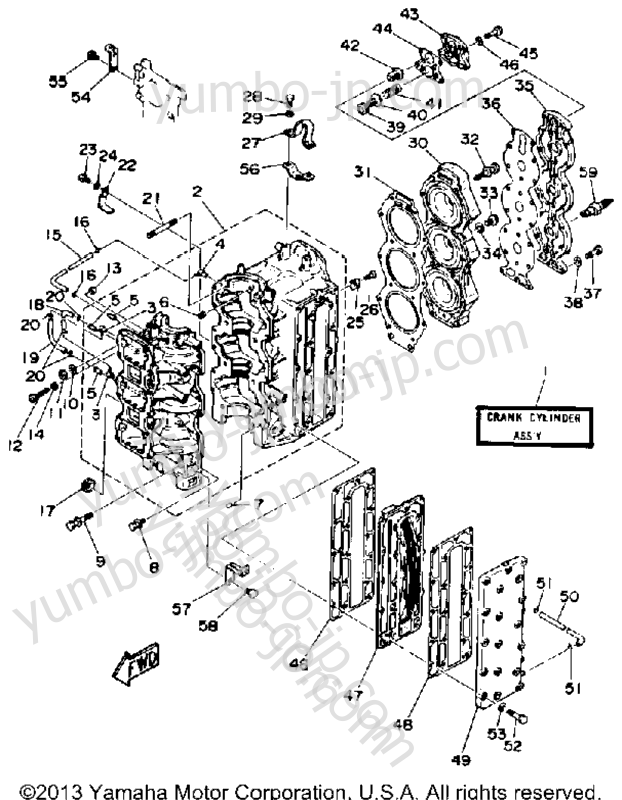 Cylinder Crankcase для лодочных моторов YAMAHA 90TJRP 1991 г.
