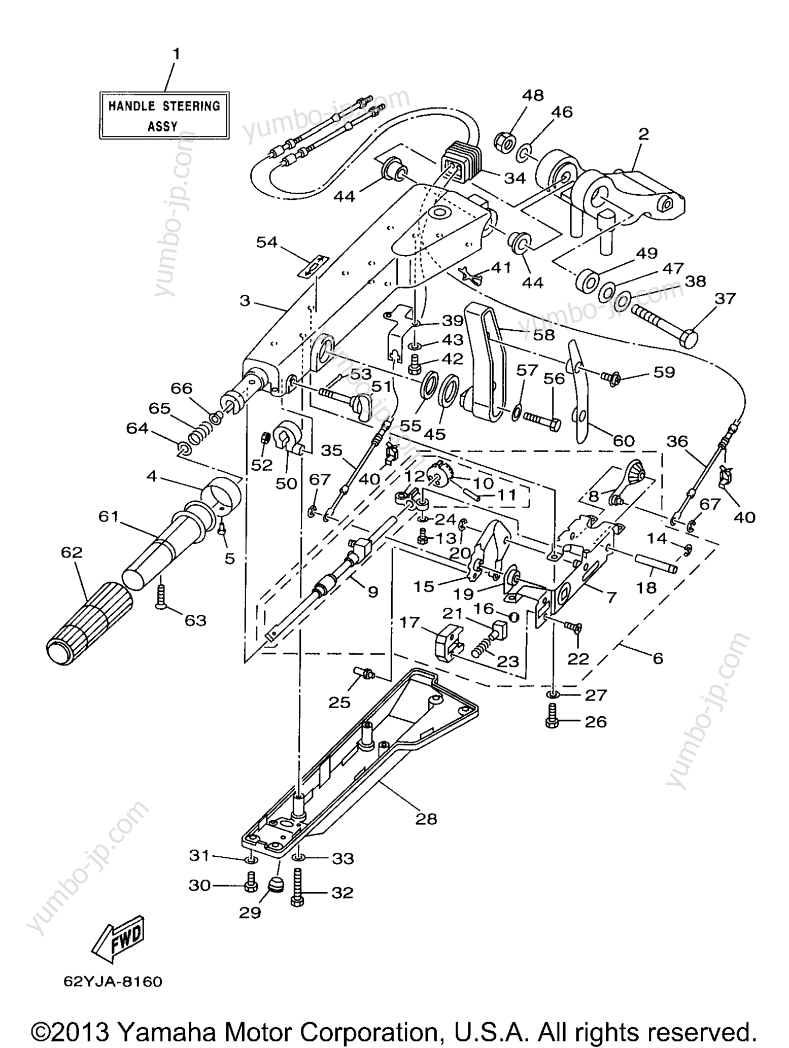 Steering для лодочных моторов YAMAHA T50TLRW (F50TLRW) 1998 г.