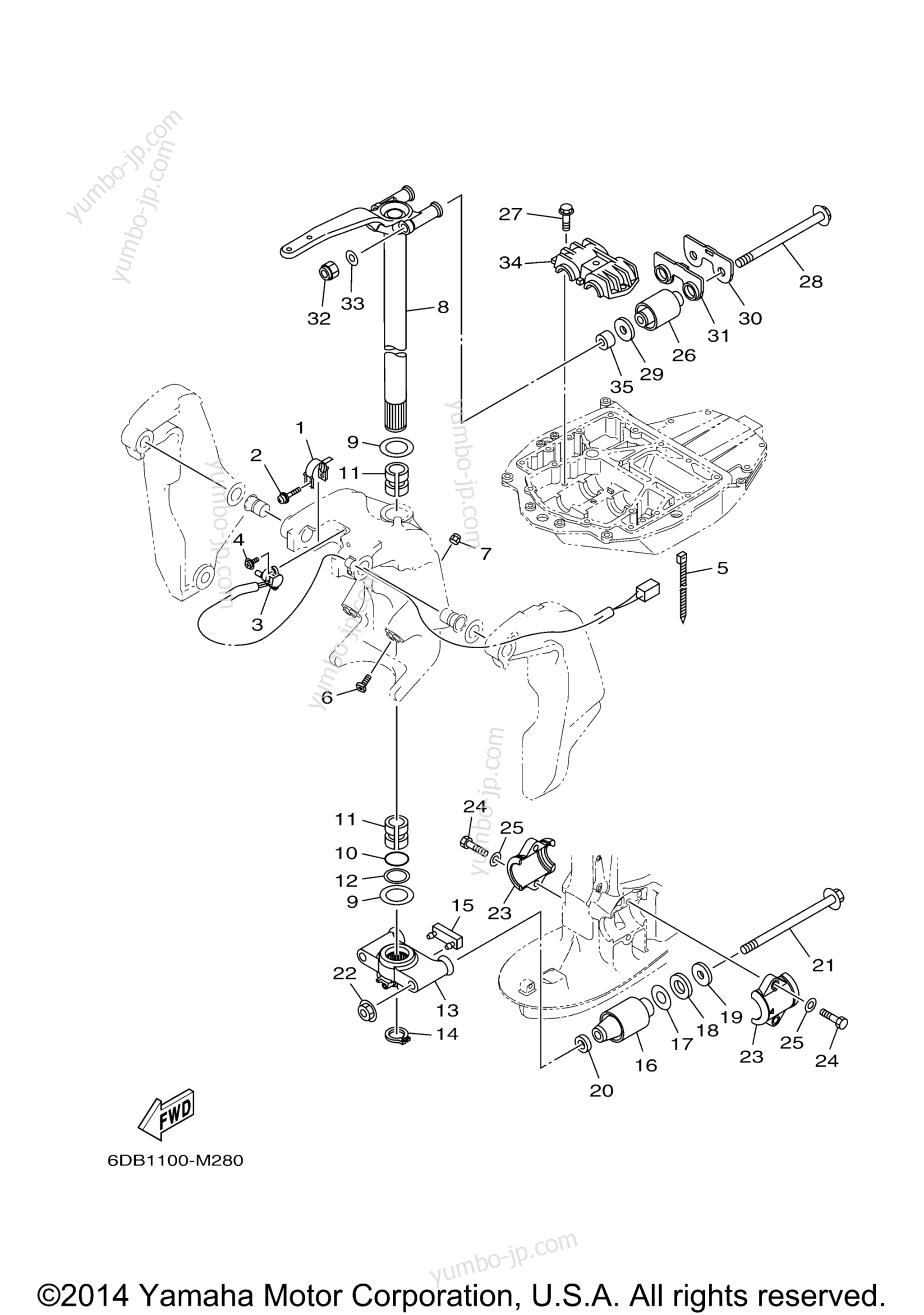 Bracket 2 for outboards YAMAHA LF200XCA (0114) 2006 year