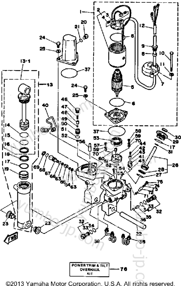 Power Trim Tilt Component Parts for outboards YAMAHA L200ETXJ 1986 year