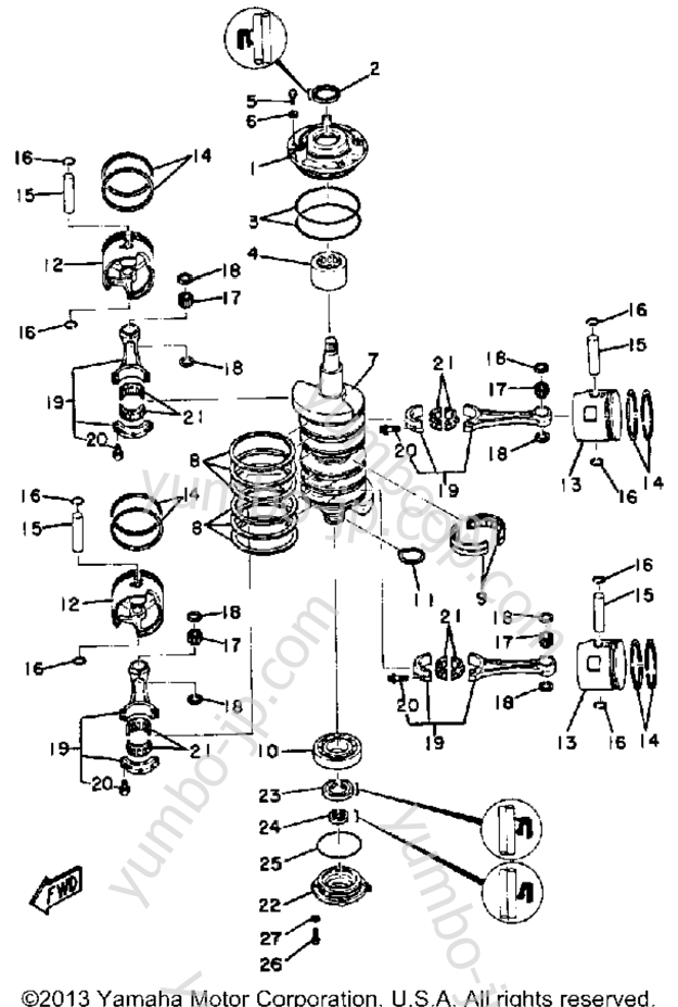 Crank Piston для лодочных моторов YAMAHA 115ETXN 1984 г.