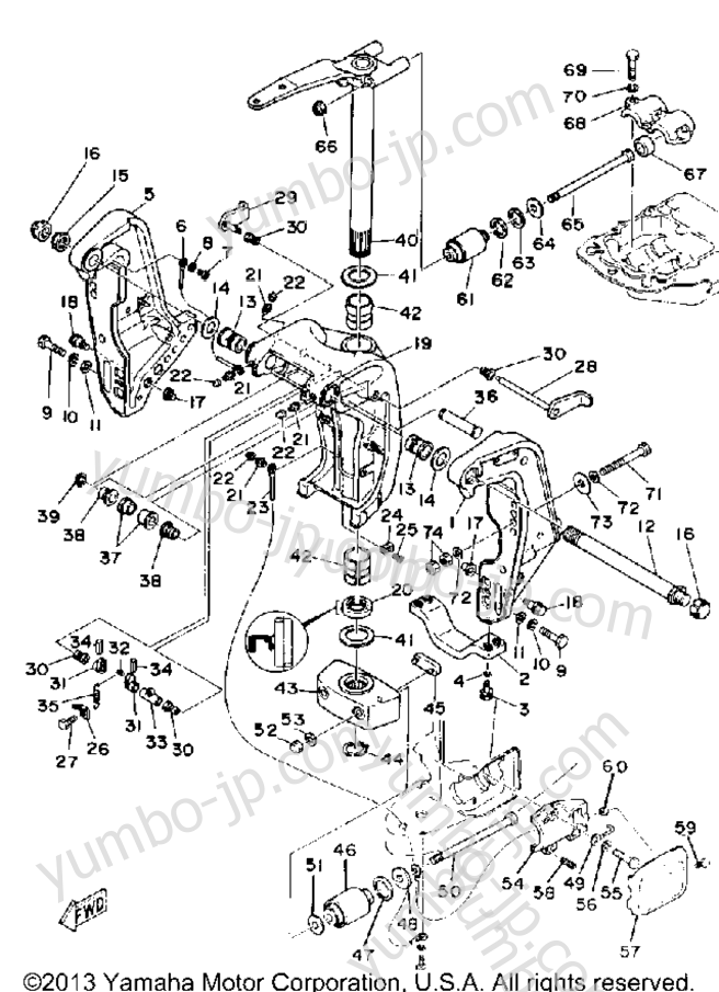 Bracket для лодочных моторов YAMAHA 150ETLG-JD (200ETLG-JD) 1988 г.